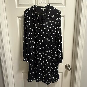 On 34th Black & White Polka Dot Mini Dress + Belt — Size 10